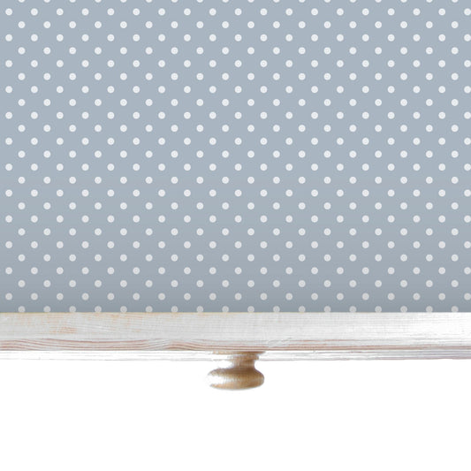 SIMPLY DRAWER LINERS | Wipe Clean & Unscented Drawer Liners in a COOKS BLUE POLKA DOT Design. Perfect for Kitchen Drawers, Shelves, Cupboards & Cabinets. Made in Suffolk, England. (LIght Blue)