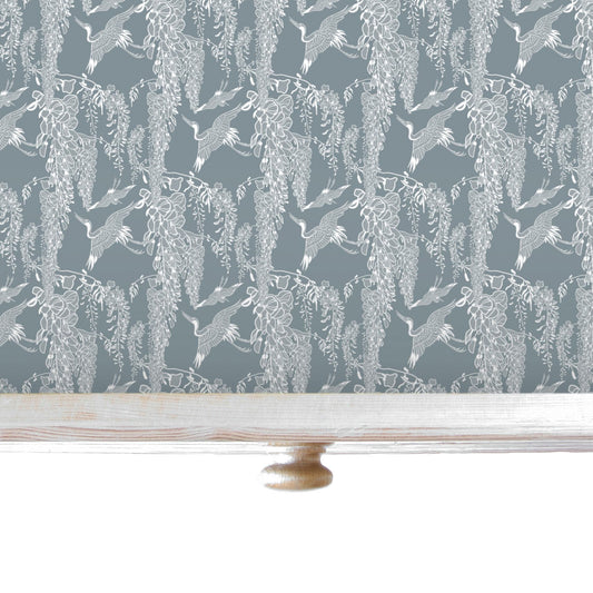 Simply Drawer Liners LAVENDER & NEEM OIL Scented Drawer Liners in an CLASSICAL HERON Design | Natural ANTI-MOTH Repellent. Made in Britain.