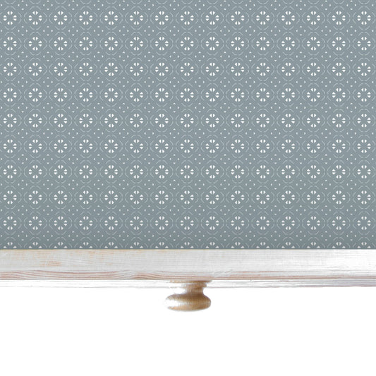Simply Drawer Liners FRESH LINEN Scented Drawer Liners in a DUSK BLUE  Geometric Print . Made in Britain.