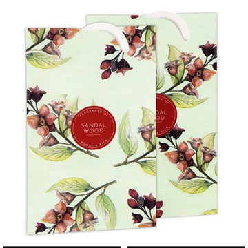 SANDALWOOD Scented Wardrobe Freshener in a floral SANDALWOOD Design Perfect for Cupboards, Drawers and Wardrobes, Pack of 2