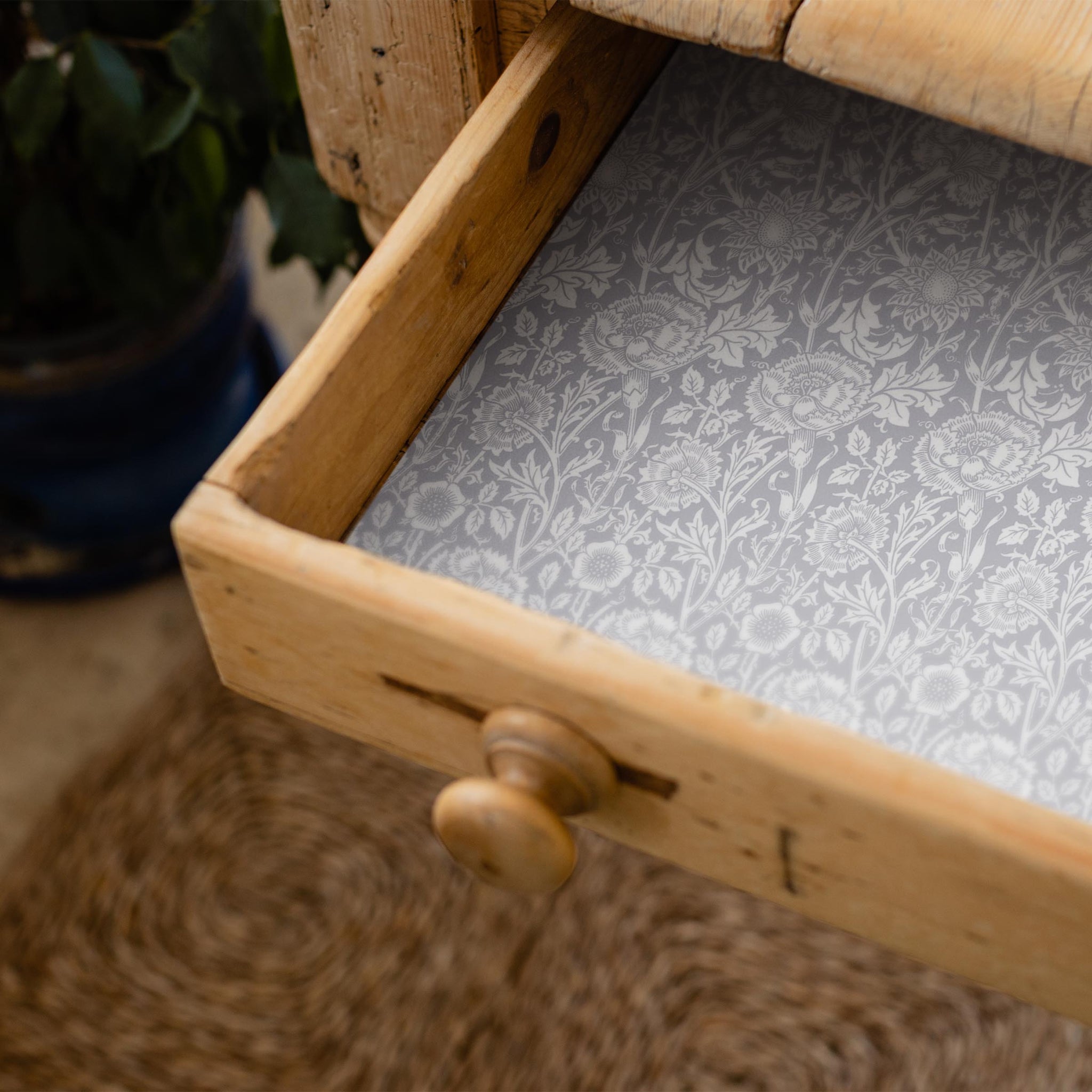 LILY OF THE VALLEY fragrance SCENTED Drawer Liners in GREY William Morris Design