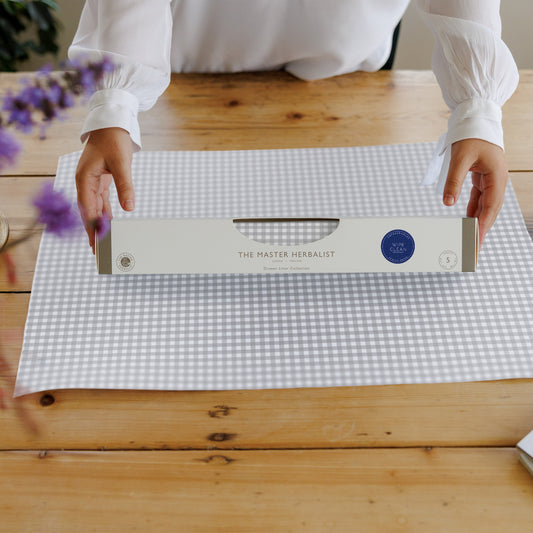 Wipe Clean & Unscented Drawer Liners in a SOFT GREY GINGHAM Design