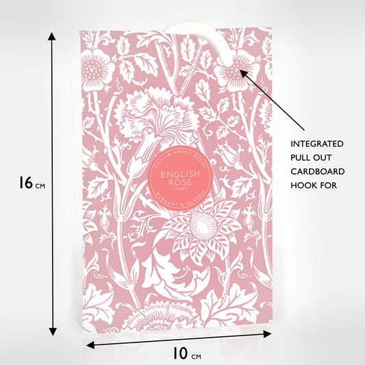 ROSE Scented Wardrobe Freshener in a WILLIAM MORRIS Design in PINK | Pack of 2