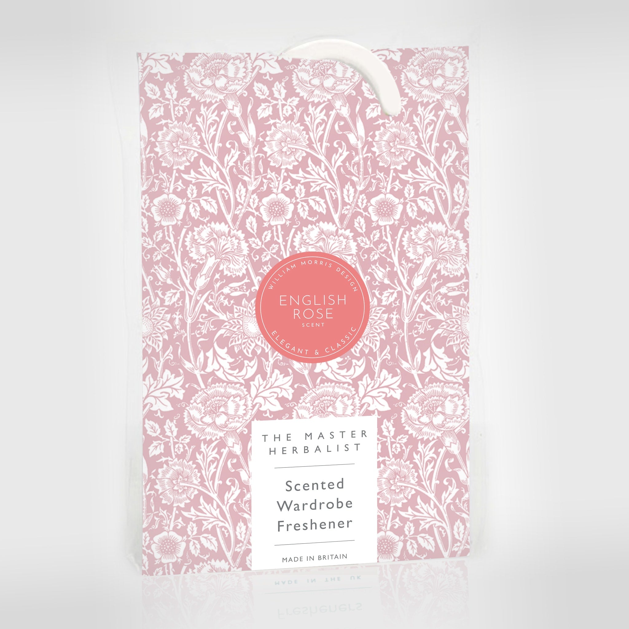 SIMPLY DRAWER LINERS | ROSE SCENTED Wardrobe Freshener in a WILLIAM MORRIS DESIGN in PINK.