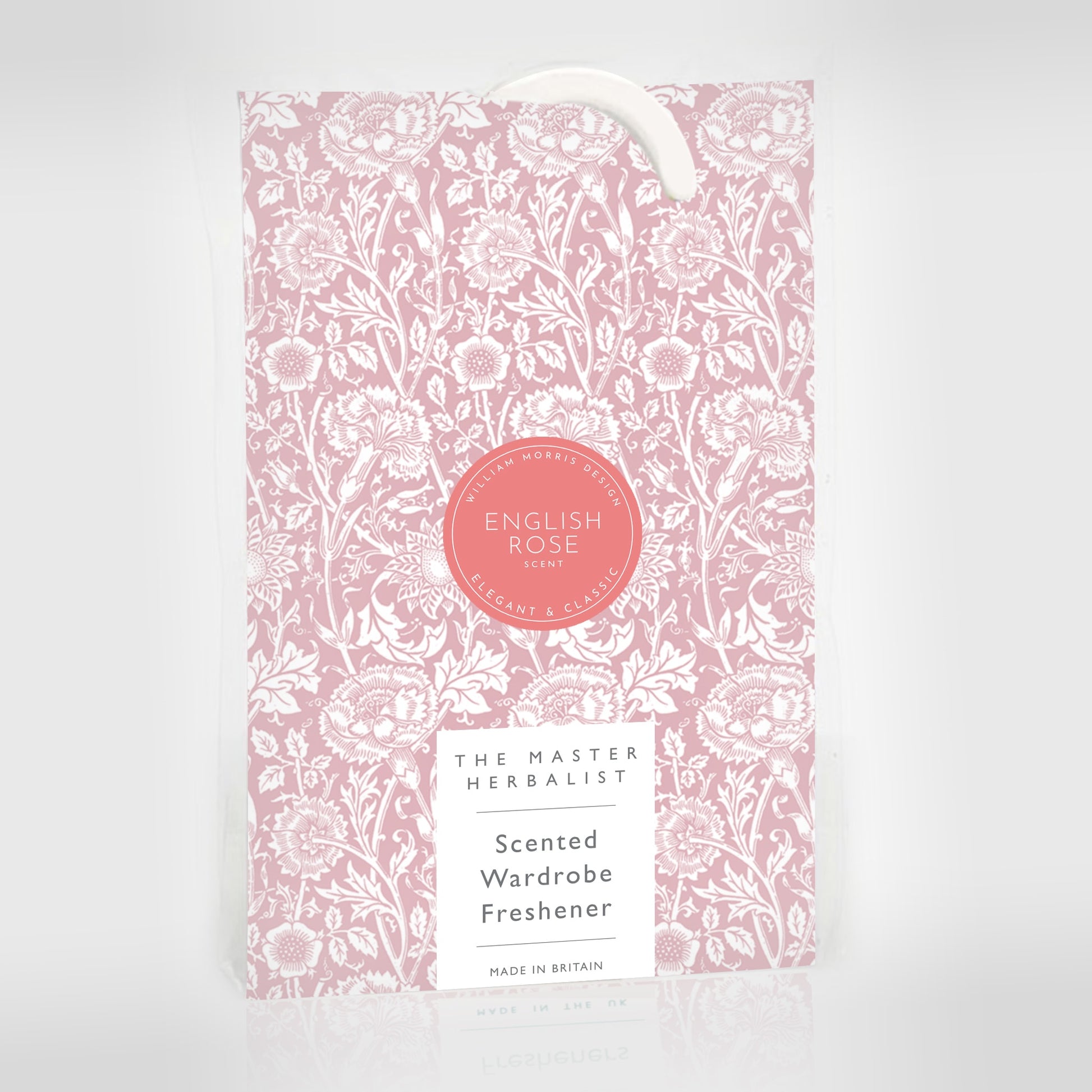 SIMPLY DRAWER LINERS | ROSE SCENTED Wardrobe Freshener in a WILLIAM MORRIS DESIGN in PINK.