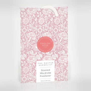 SIMPLY DRAWER LINERS | ROSE SCENTED Wardrobe Freshener in a WILLIAM MORRIS DESIGN in PINK.