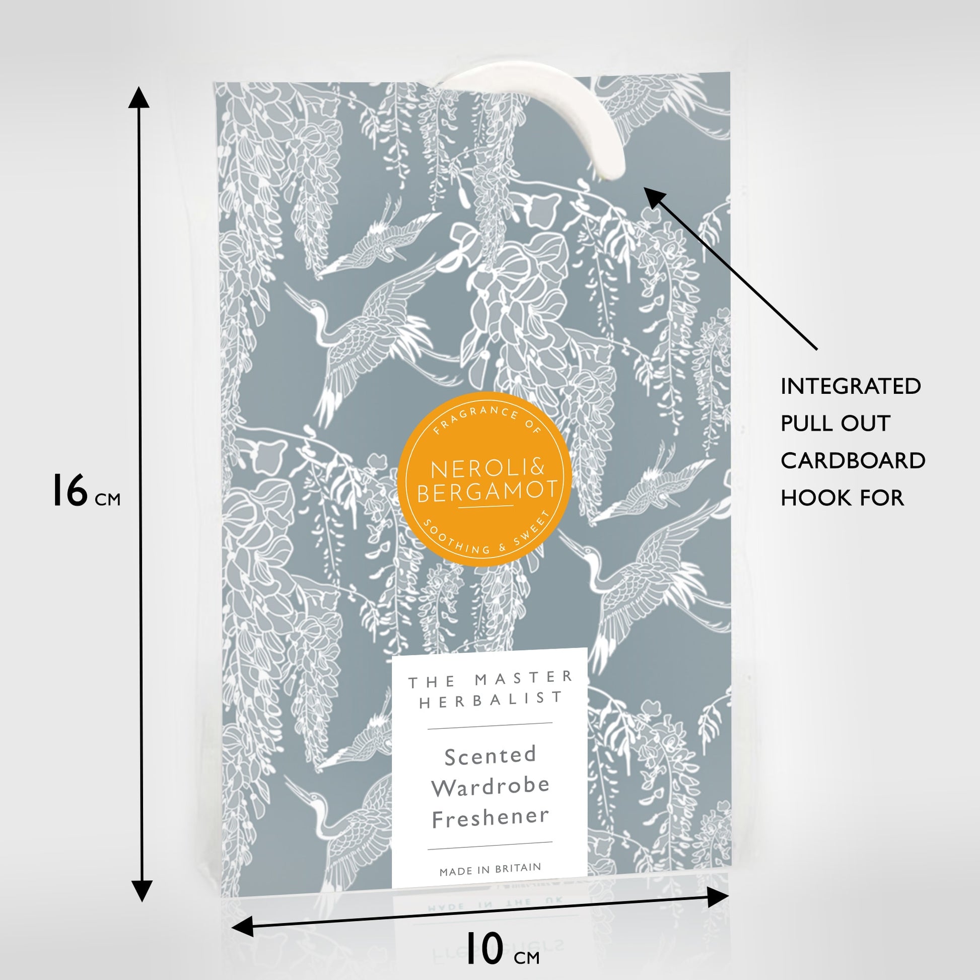 SIMPLY DRAWER LINERS | NEROLI & BERGAMOT Scented Wardrobe Freshener in a MODERN Heron Pattern.
