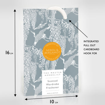 NEROLI & BERGAMOT Scented Wardrobe Freshener in a CLASSICAL Heron Pattern