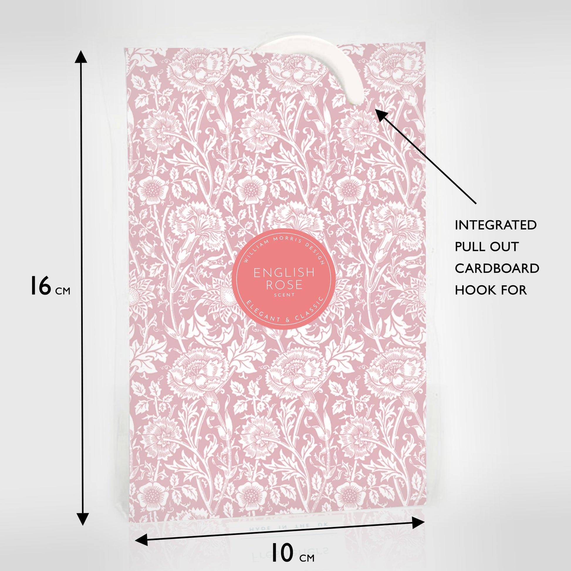 SIMPLY DRAWER LINERS | ROSE SCENTED Wardrobe Freshener in a WILLIAM MORRIS DESIGN in PINK.