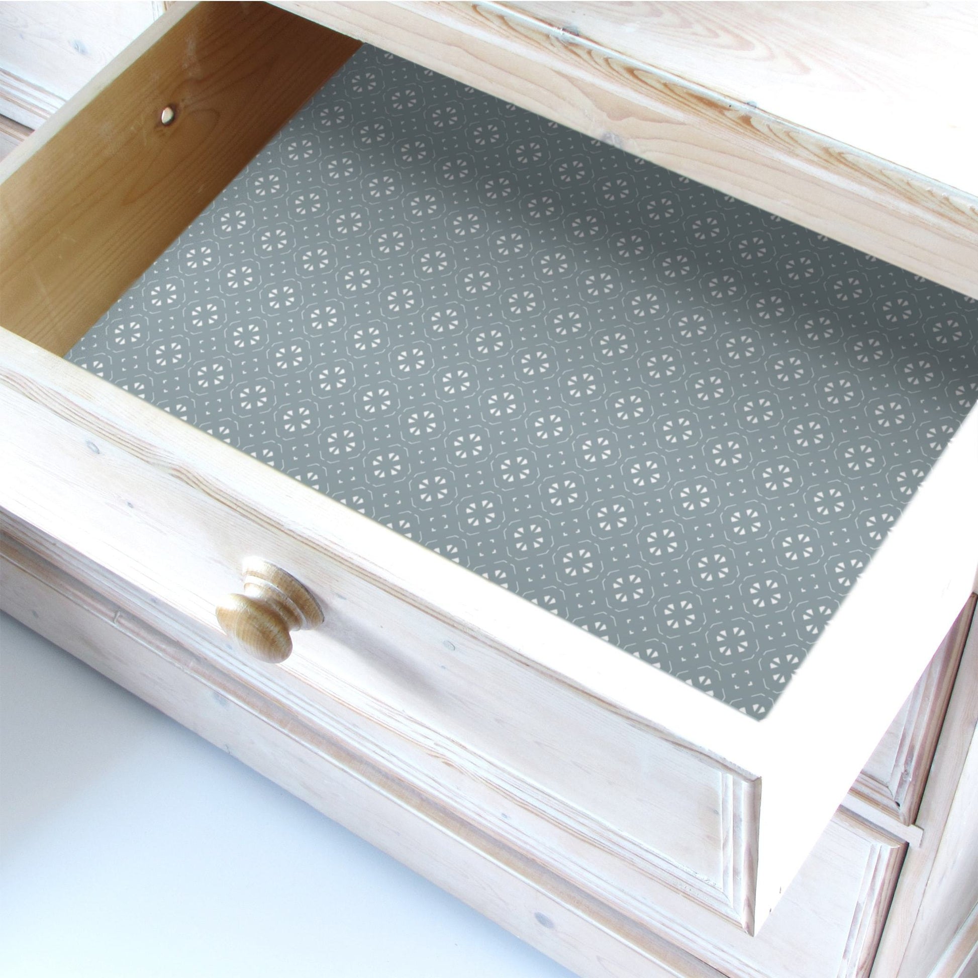 Simply Drawer Liners FRESH LINEN Scented Drawer Liners in a DUSK BLUE  Geometric Print . Made in Britain.