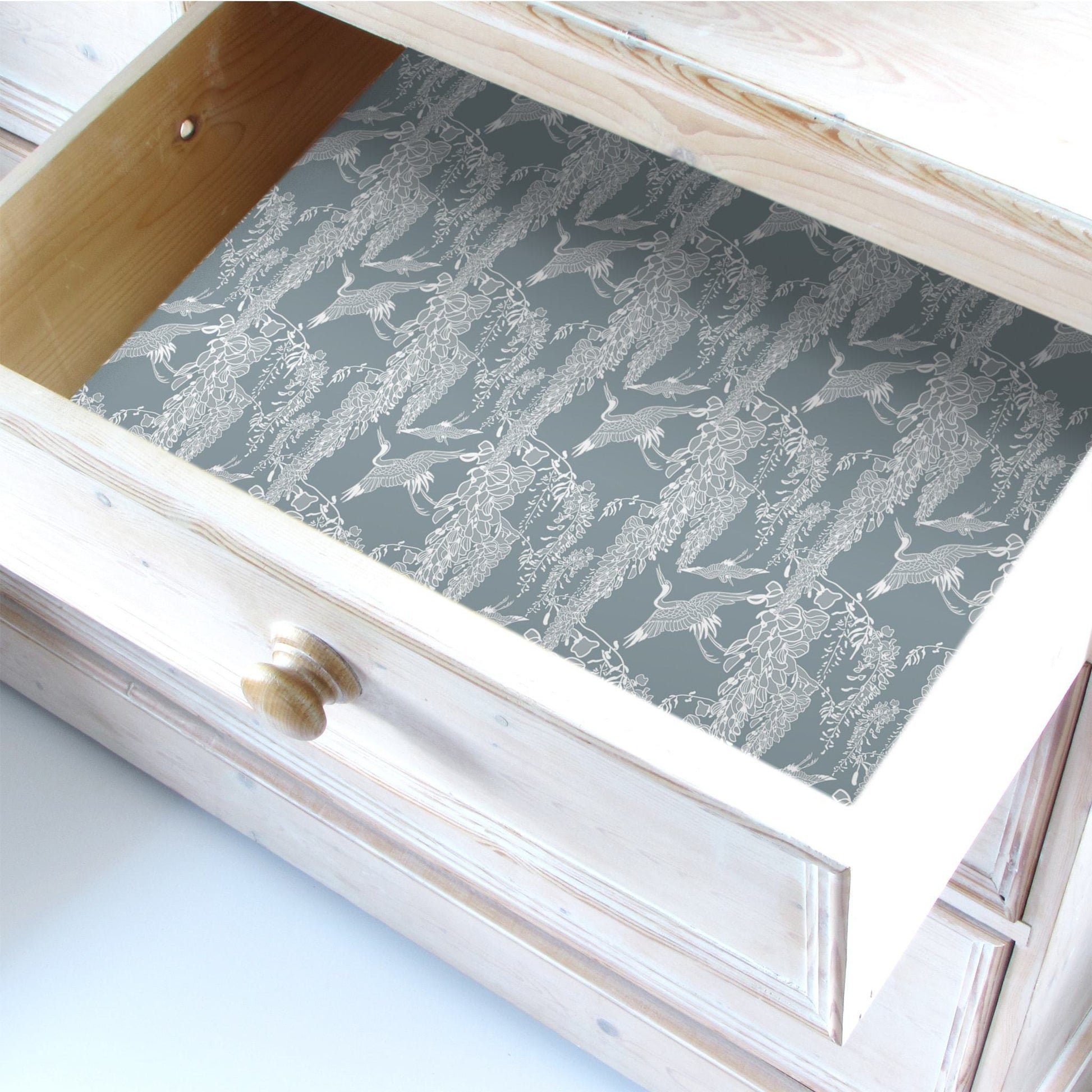 Simply Drawer Liners LAVENDER & NEEM OIL Scented Drawer Liners in an CLASSICAL HERON Design | Natural ANTI-MOTH Repellent. Made in Britain.