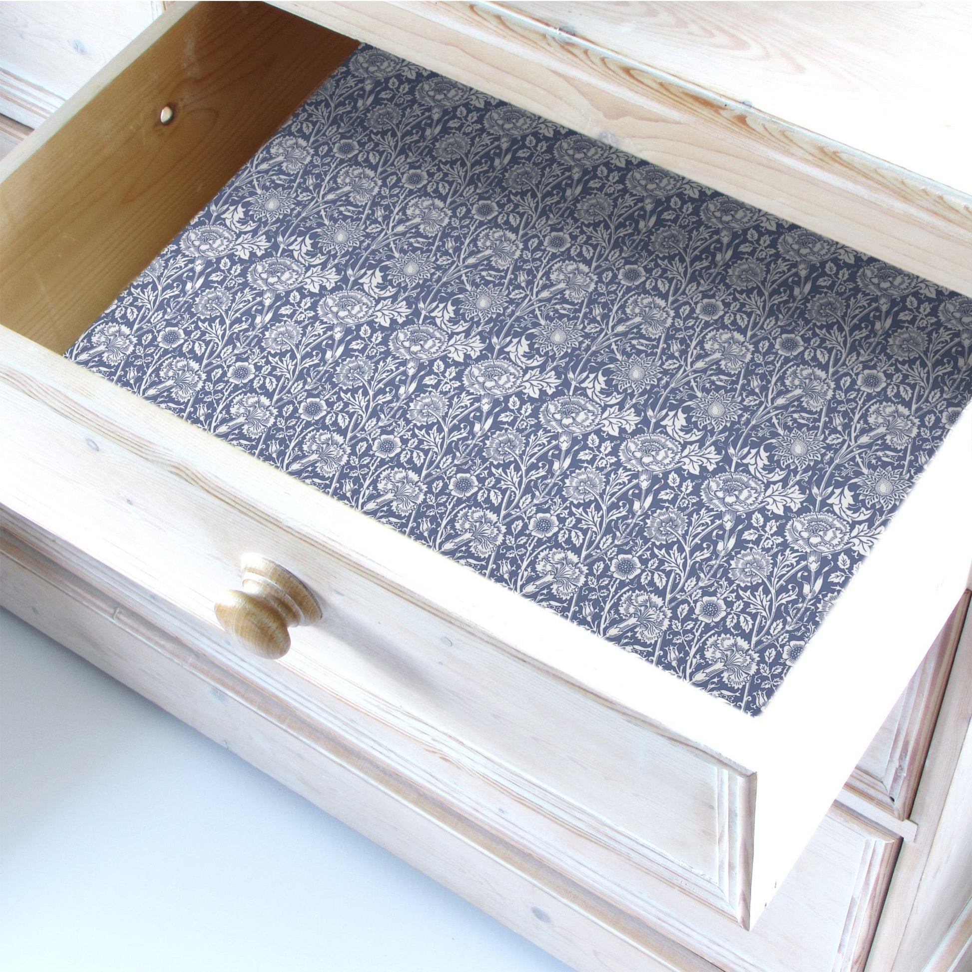 Simply Drawer Liners LAVENDER fragrance SCENTED Drawer Liners in BLUE William Morris Design. Made in Britain.