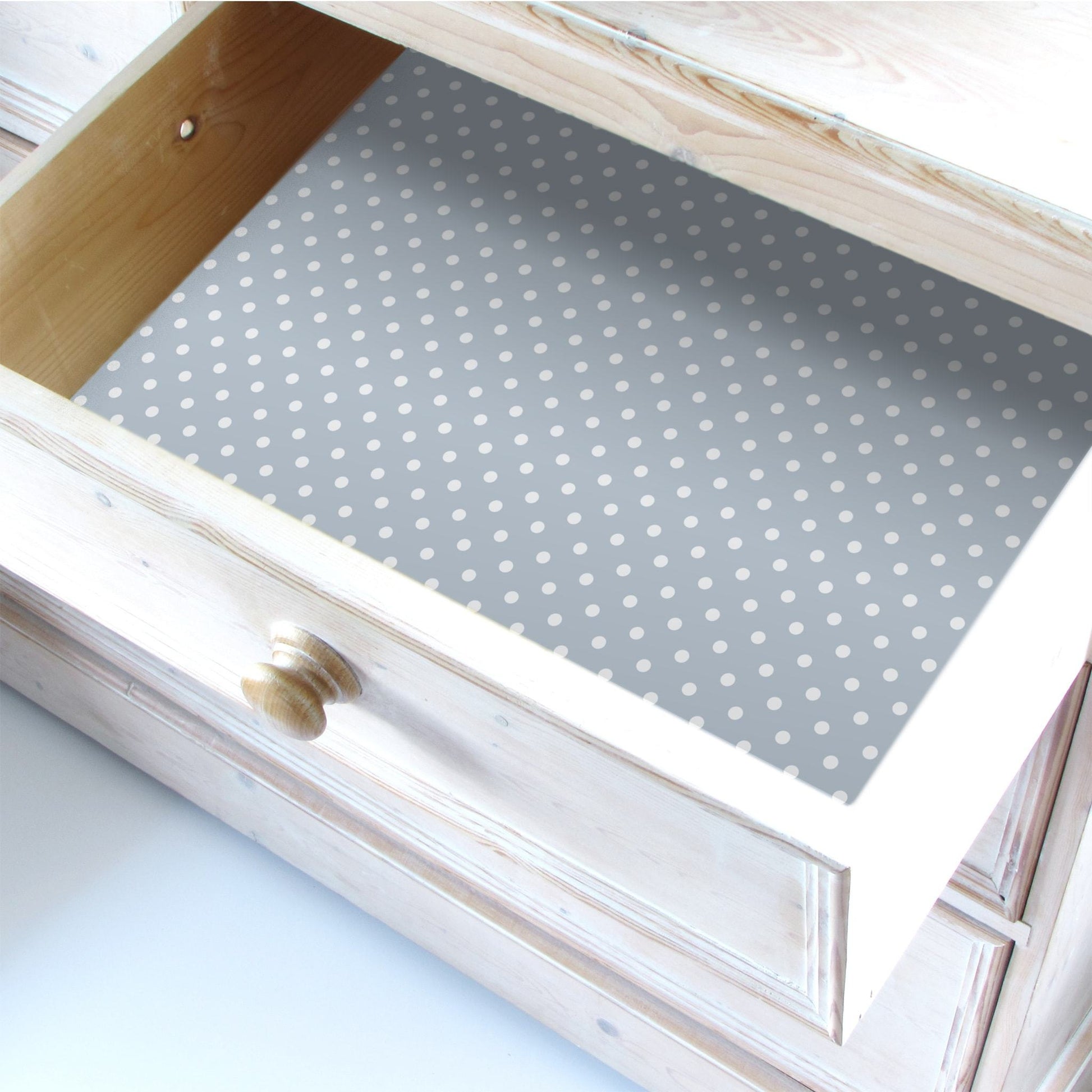 SIMPLY DRAWER LINERS | Wipe Clean & Unscented Drawer Liners in a COOKS BLUE POLKA DOT Design. Perfect for Kitchen Drawers, Shelves, Cupboards & Cabinets. Made in Suffolk, England. (LIght Blue)