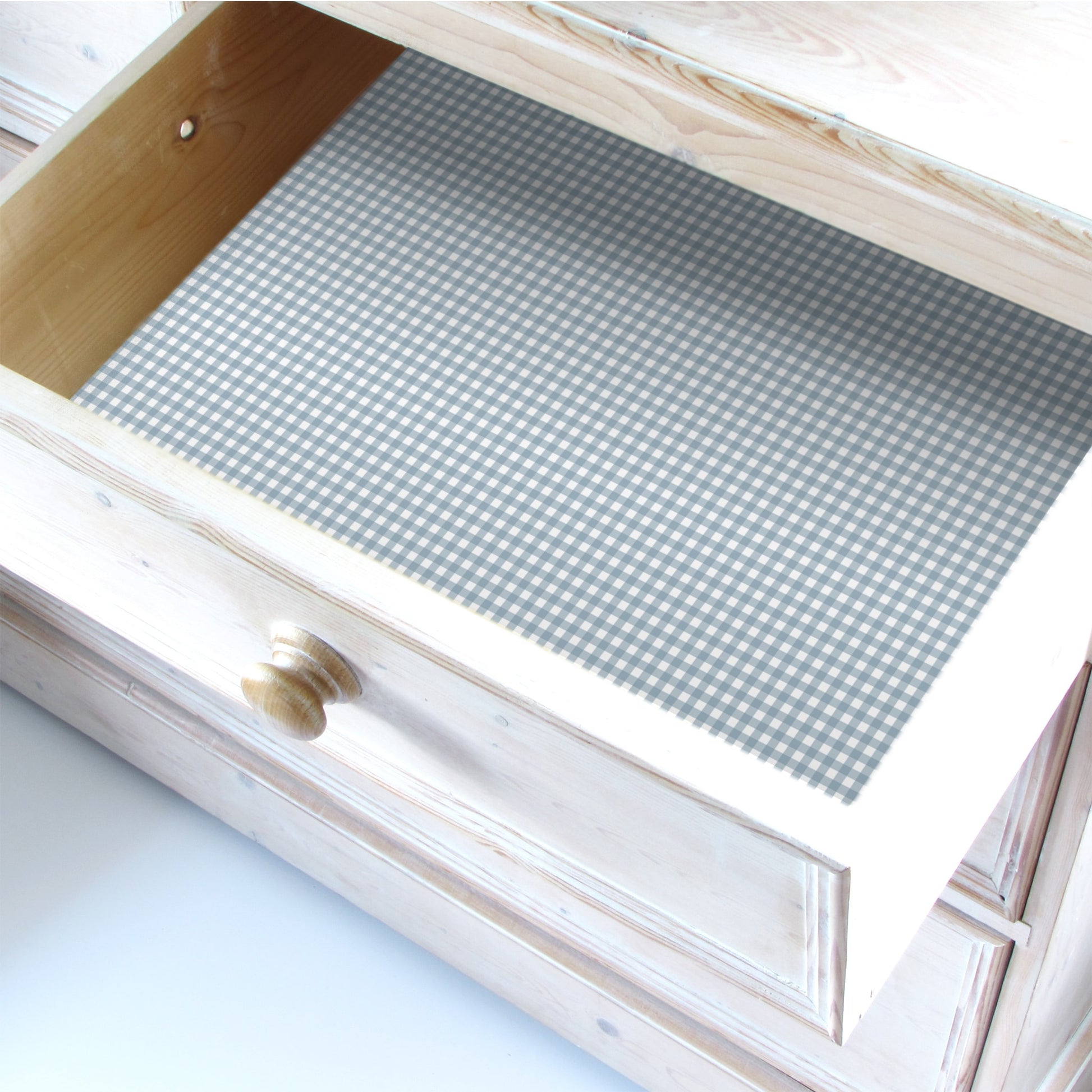 SIMPLY DRAWER LINERS | Wipe Clean & Unscented Drawer Liners in a BLUE GINGHAM Design. Perfect for Kitchen Drawers, Shelves, Cupboards & Cabinets. Made in Suffolk, England. (Blue)